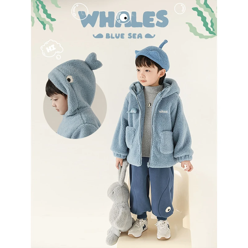 YOEHYAUL/幼悠冬三波上 贰原创设计玩偶连帽 小鲸鱼毛绒外套N5682