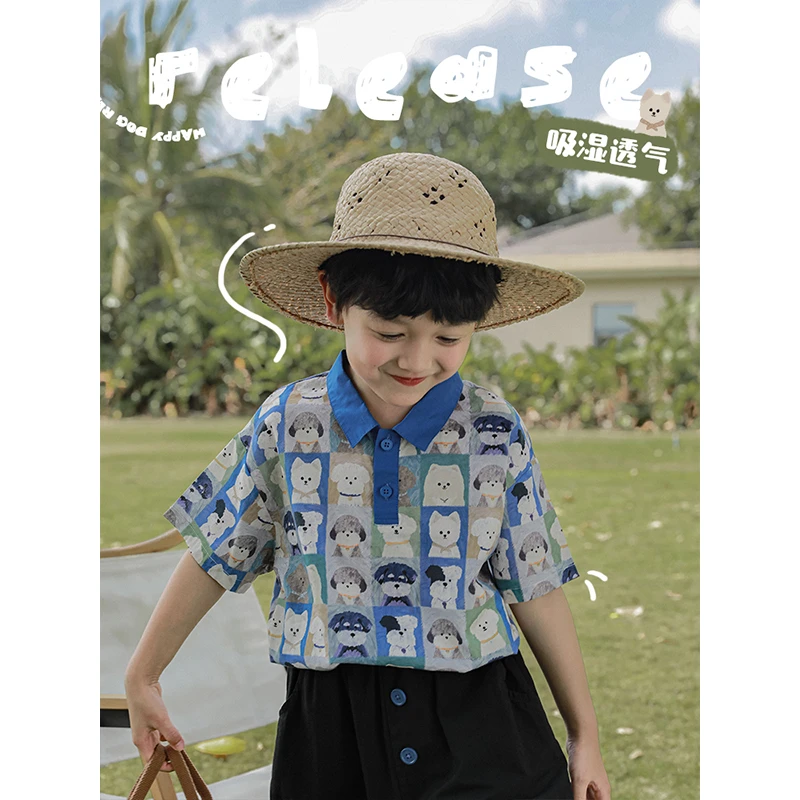 【汪汪大队】幼悠真诚盆友数码印小狗 宽松个性衬衫夏季童装N3583