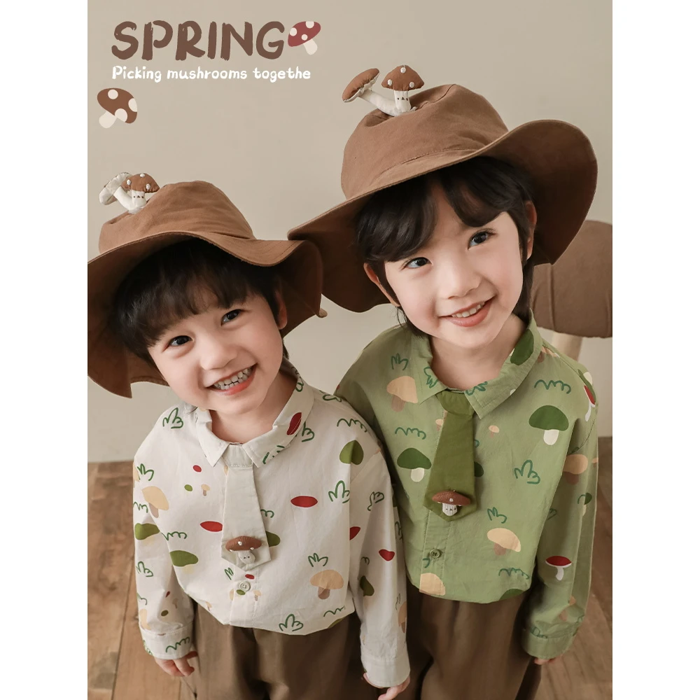 【什锦菌菇】春秋数码印玩偶男童 可拆领带衬衫FN0026