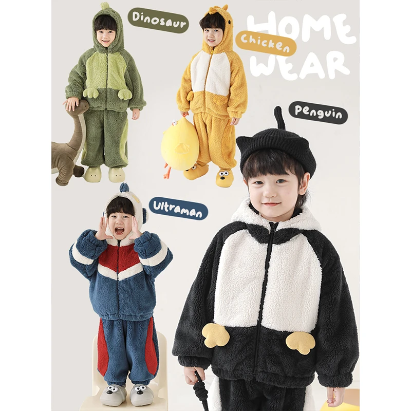 YOEHYAUL幼悠贰冬四波新【双面绒毛毛套装】外穿卡通家居套装N5648