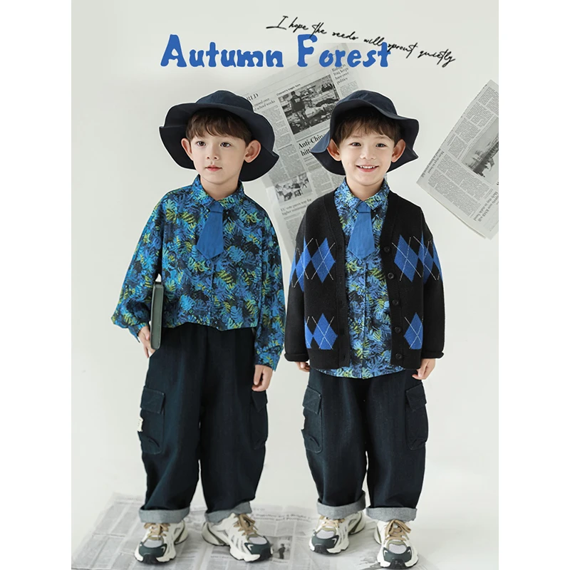 YOEHYAUL/幼悠【清货】酷炫花衬衫/芝麻点菱格提花开衫N5338 N5095