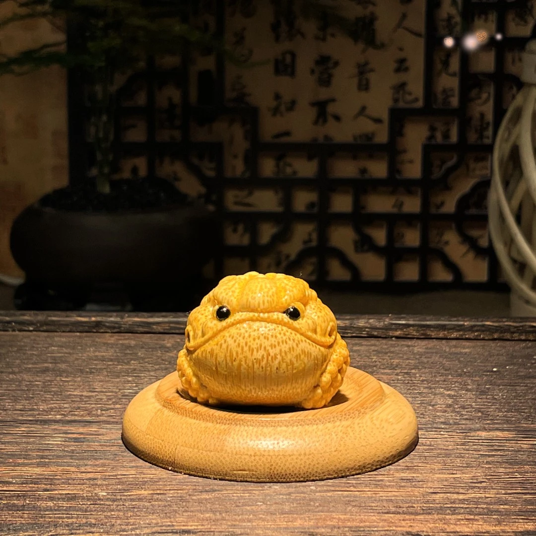 【岚岚专用】黑眼恶霸金蟾   直径4.0左右  实心竹雕刻打磨  浮力