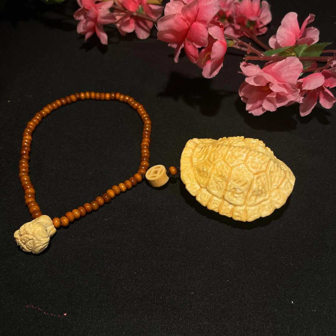 【玉竹轩】富甲天下 龟背带橄榄链配饰 直径4.0左右 实心竹雕刻必拍