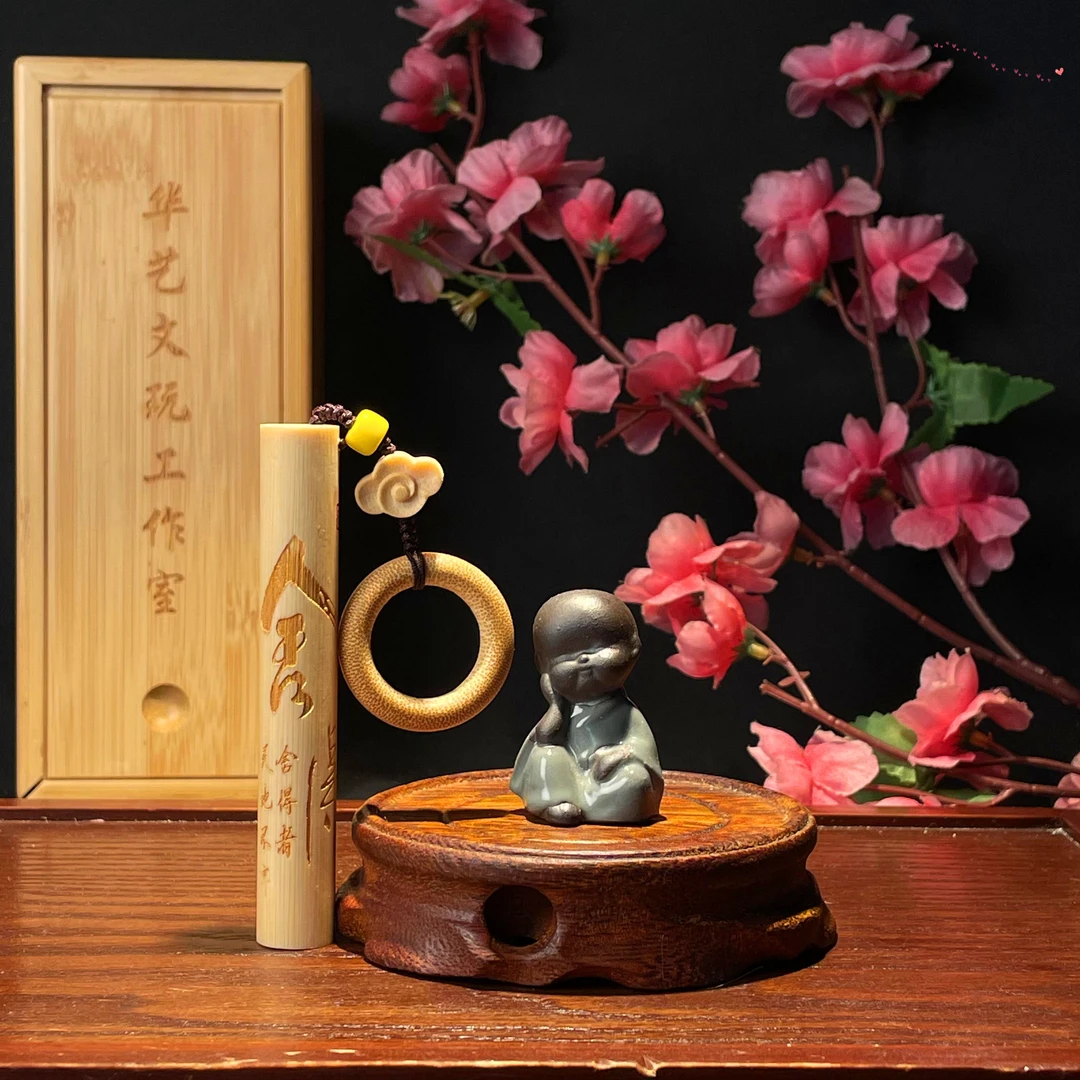 【竹木阁】鎏金舍得带祥云竹环配饰 正圆实心竹 成品精致雕刻精细