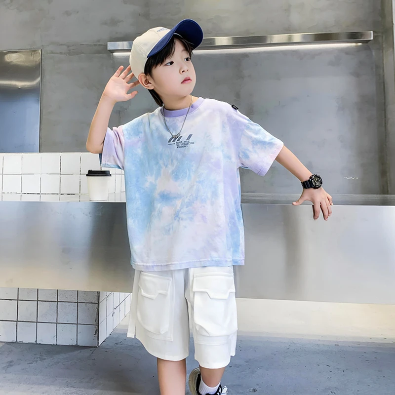 男童夏装套装2024新款中大童男孩洋气两件套儿童夏季痞帅炸街潮衣