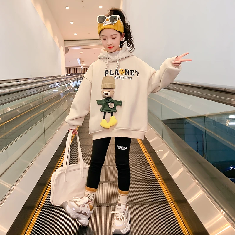 女童秋装卫衣2025新款儿童加绒上衣女大童秋冬洋派童装女孩春秋潮