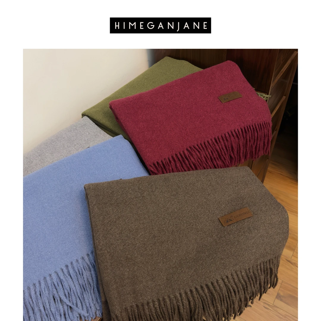 HIMEGANJANE 净色保暖围巾百搭厚实大版休闲J16