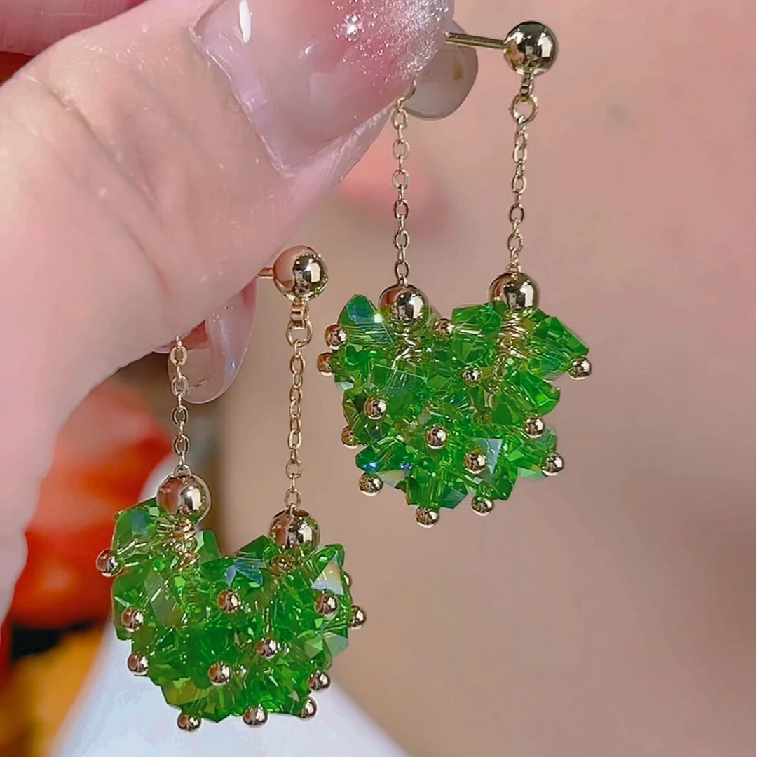 925银仿水晶耳饰 【127号】高级感法式轻奢时尚水晶前后戴流苏耳环