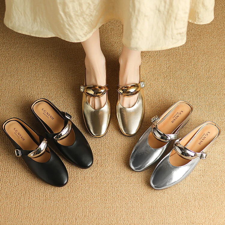 2024夏季新款气质网红时尚软底平底防滑包头半拖仙女风方头女8528