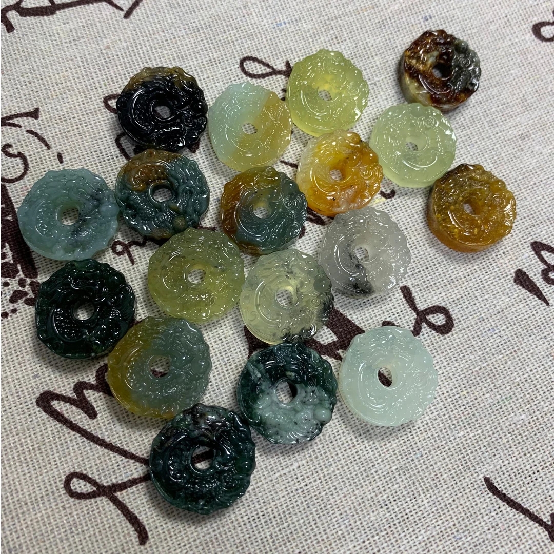 天然岫玉龙扣龙鱼平安扣吊坠手链小保真鱼跃龙门精雕