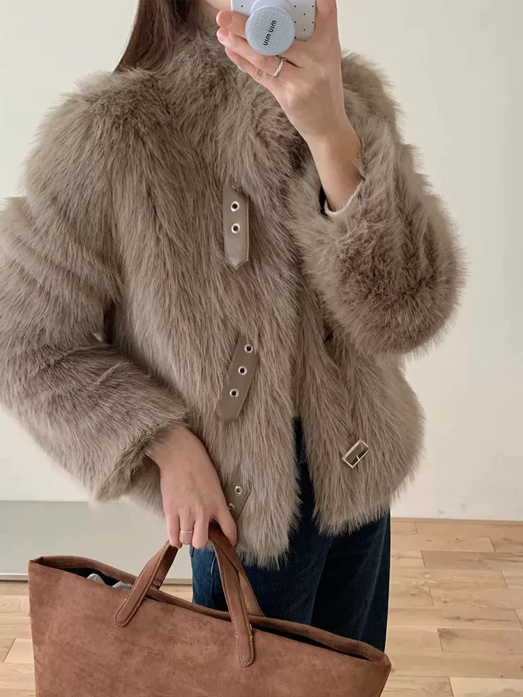 外套 咖啡毛毛草草