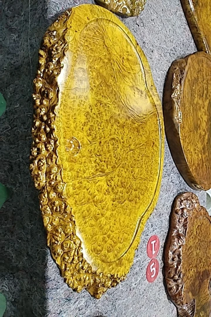 艺阁工艺，缅甸三宝黄金樟隨形大茶盘
