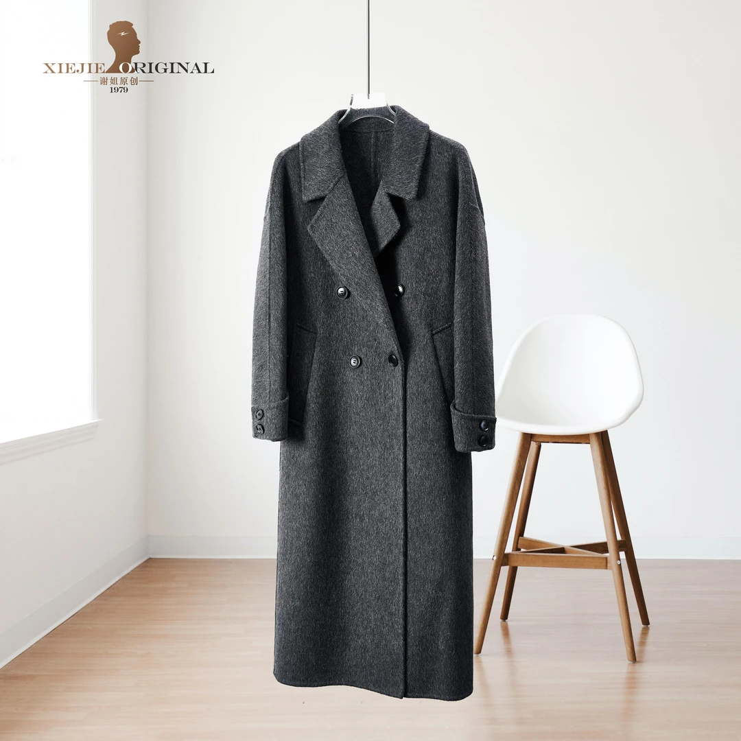 【谢姐轻奢原创】气质款秋冬新款手工缝制双面绵羊毛大衣713