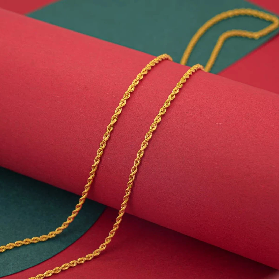 铜合金陶瓷项链 女士细麻花项链