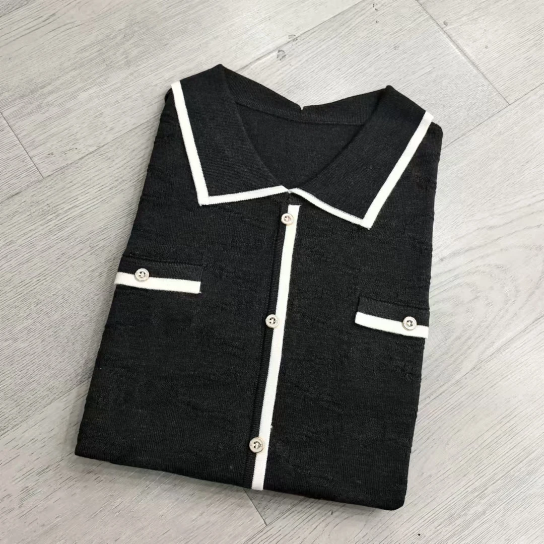 花花/3812-秋季撞色设计感假开衫女显瘦针织打底衫