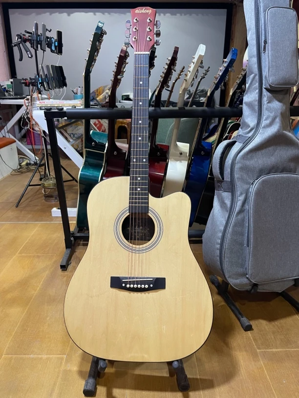 S41寸哑光原木色新款高端民谣吉他工厂直销送全套配件送教学视频