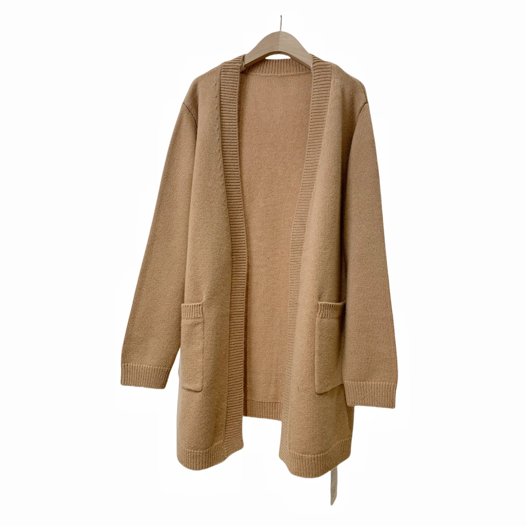 文艺范针织开衫女100%纯羊毛毛衣外套宽松长袖中长款披肩秋季女士