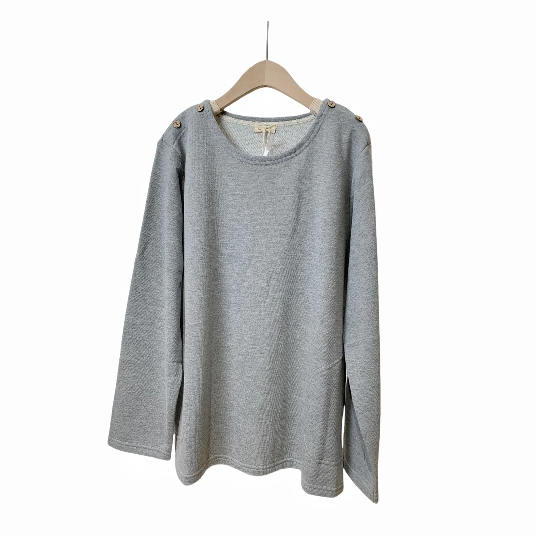 小众设计感卫衣女 秋冬季新款圆领T恤休闲内搭毛圈棉感针织打底衫