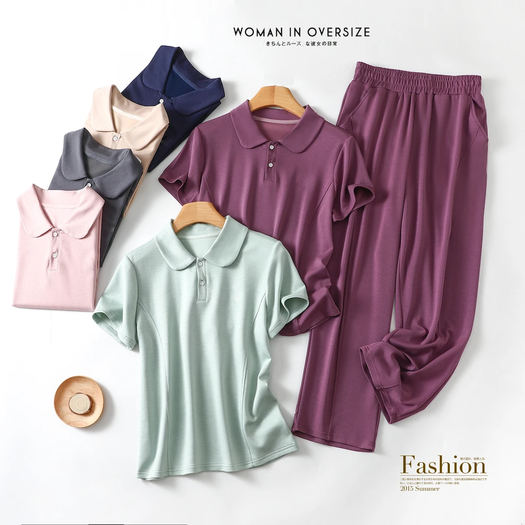 云感空气棉商场同款女士休闲运动O字刺绣翻领宽松气质百搭套装