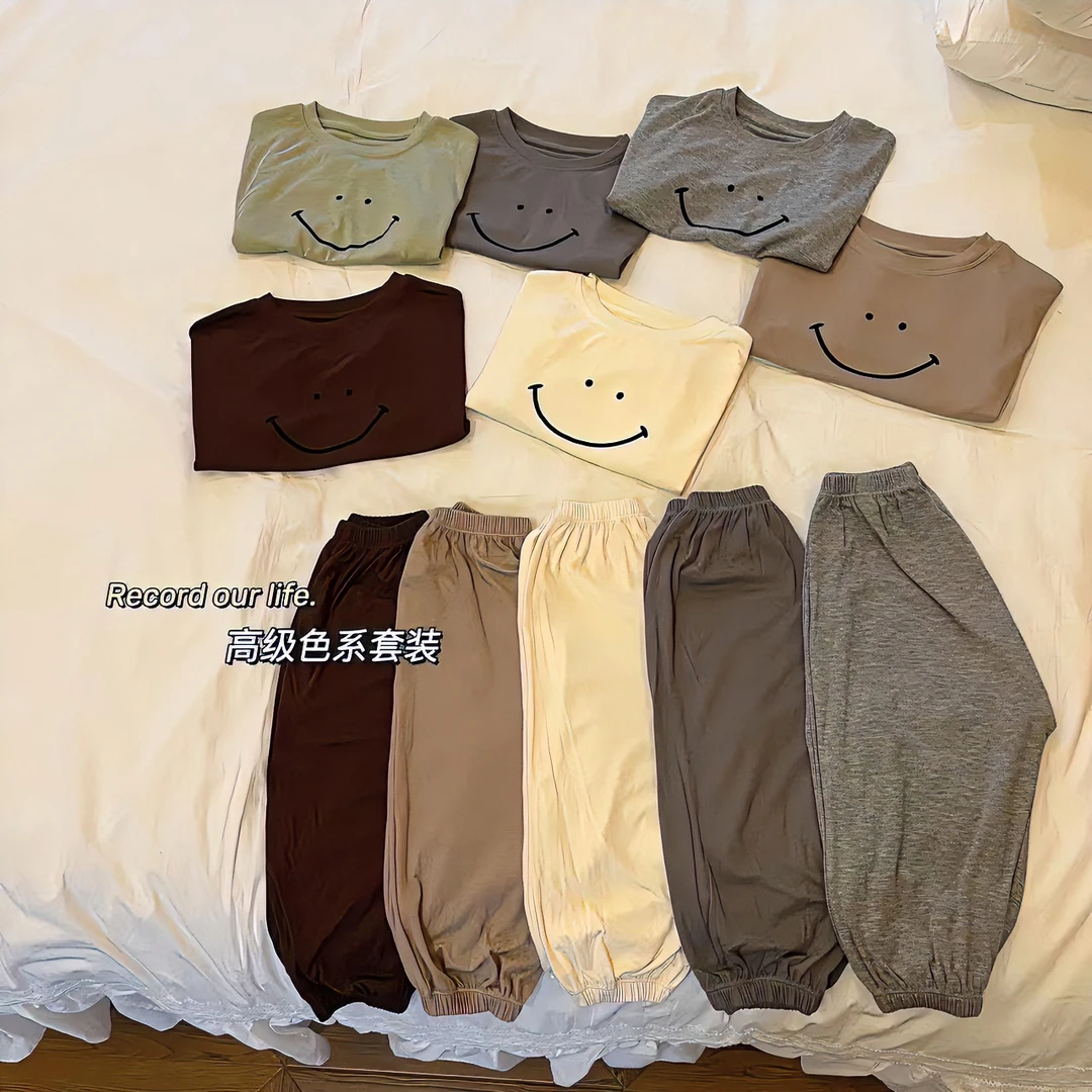夏莫代尔棉儿童睡衣家居服套装男童女童短袖宝宝薄款空调服两件套