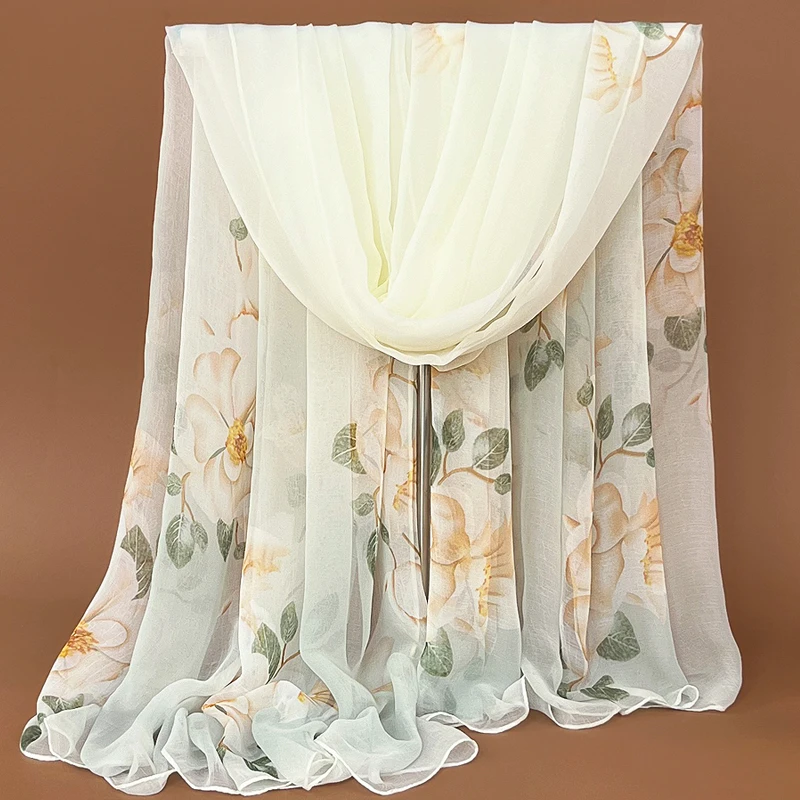 锦心织洋气女士丝巾长款秋冬百搭围巾新款鳄鱼皱纱巾时尚沙滩披肩