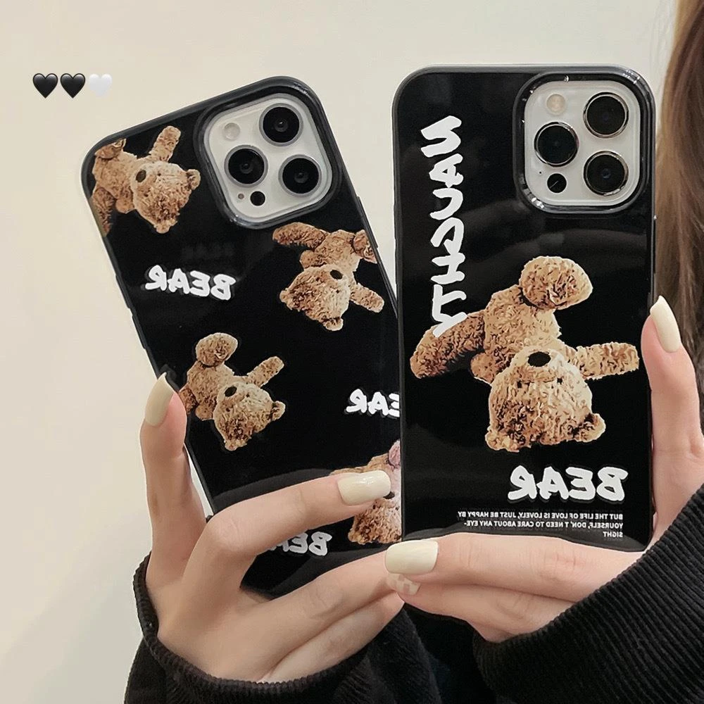 潮牌泰迪熊15适用iPhone11苹果手机壳13pro max亮面12硅胶8p套14