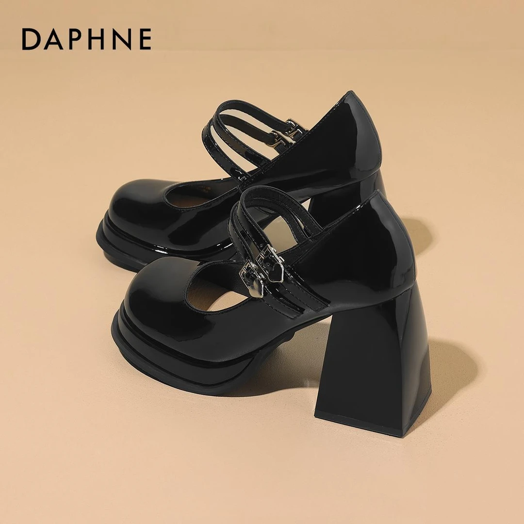 「达芙妮」版型美翻啦~防水台玛丽珍鞋粗跟小皮鞋女鞋高跟鞋单鞋