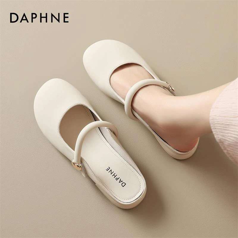 达芙妮舒适凉拖鞋女2025新款夏季外穿时尚玛丽珍穆勒鞋包头半拖鞋