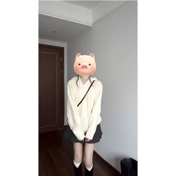 毛衣慵懒高级感秋冬2024新款长袖连帽针织卫衣半身裙两件套装