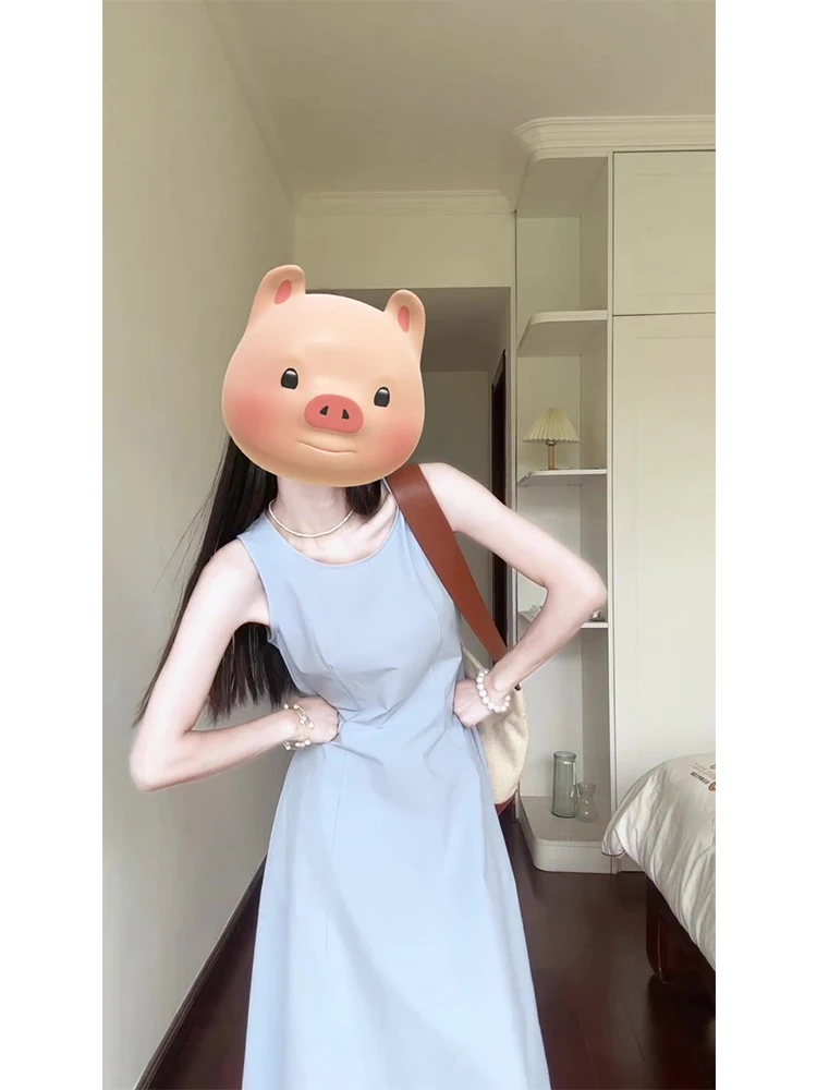 无袖背心连衣裙子女夏季2024新款法式气质绝美超好看海边度假长裙