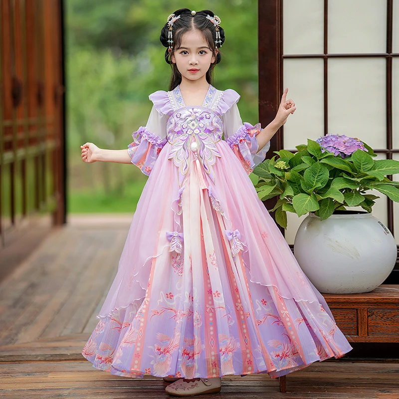 女童汉服中国风超仙夏季连衣裙女孩2024新款短袖裙子儿童古装夏款