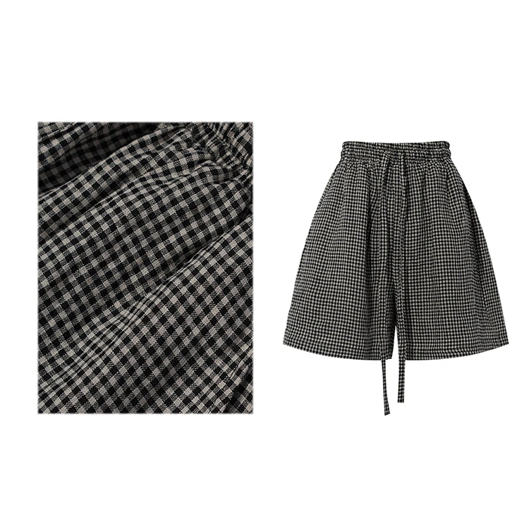 JiaoyeKequer100亚麻夏季新款格子短裤ZK819