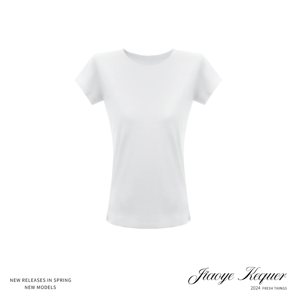 JiaoyeKequer【现货】修身显瘦纯色短袖T恤女气质休闲圆领上衣W5520