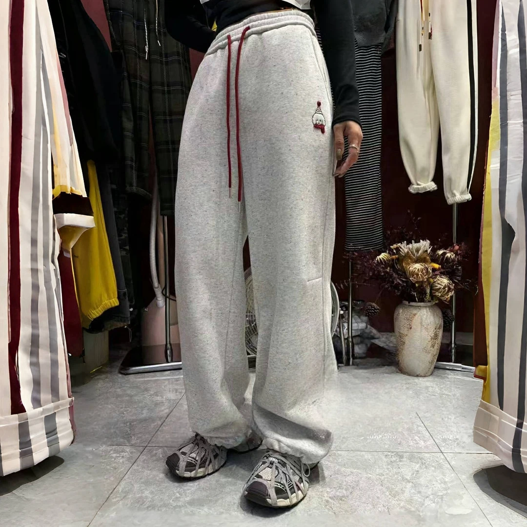 【裤博汇】6723独家原创新面料圣诞彩点松紧腰加绒两穿高腰卫裤