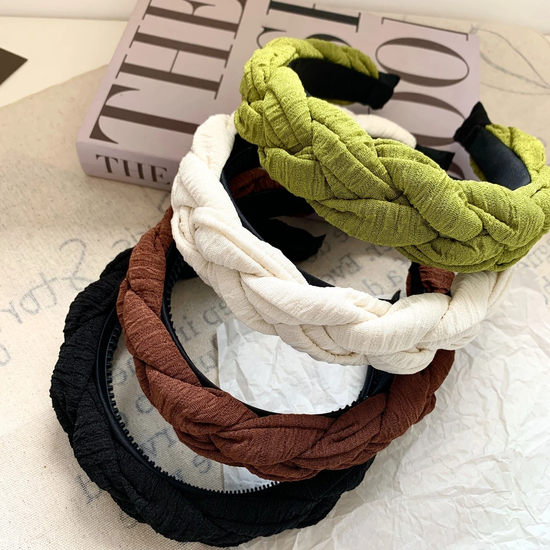 尚倪法式复古小香风麻花宽边发箍百搭高颅顶发饰洗脸压发发卡头饰