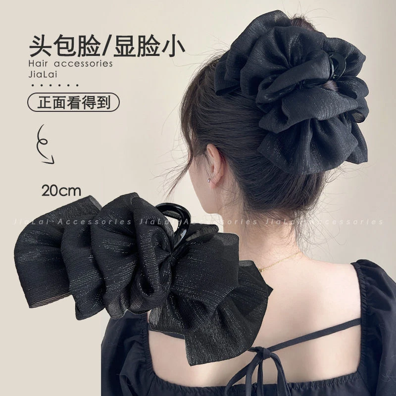 非金属发饰 蕾丝泡泡纱发卡鲨鱼夹抓夹超大号发夹盘发夹2023新款