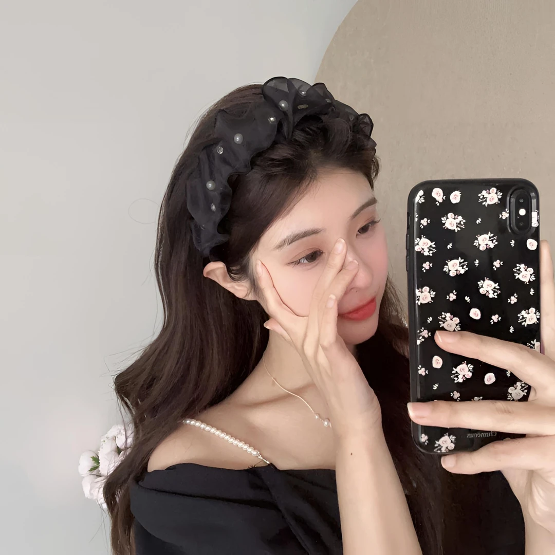 尚倪【黑天鹅】气质网纱花边发箍轻奢高级感头箍显脸小高颅顶发饰