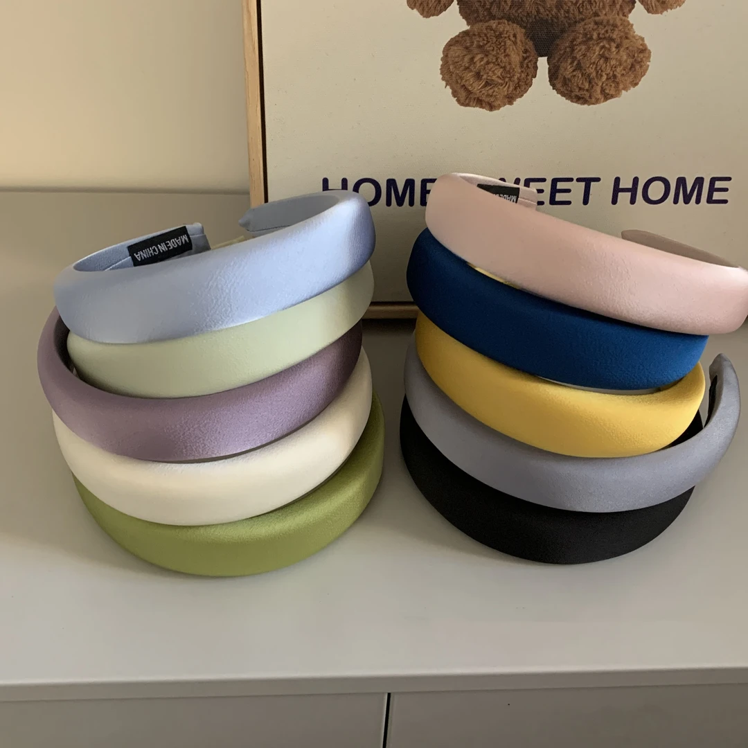 尚倪糖果色海绵发箍糖果色多巴胺缎面甜美增高颅顶气质简约发箍