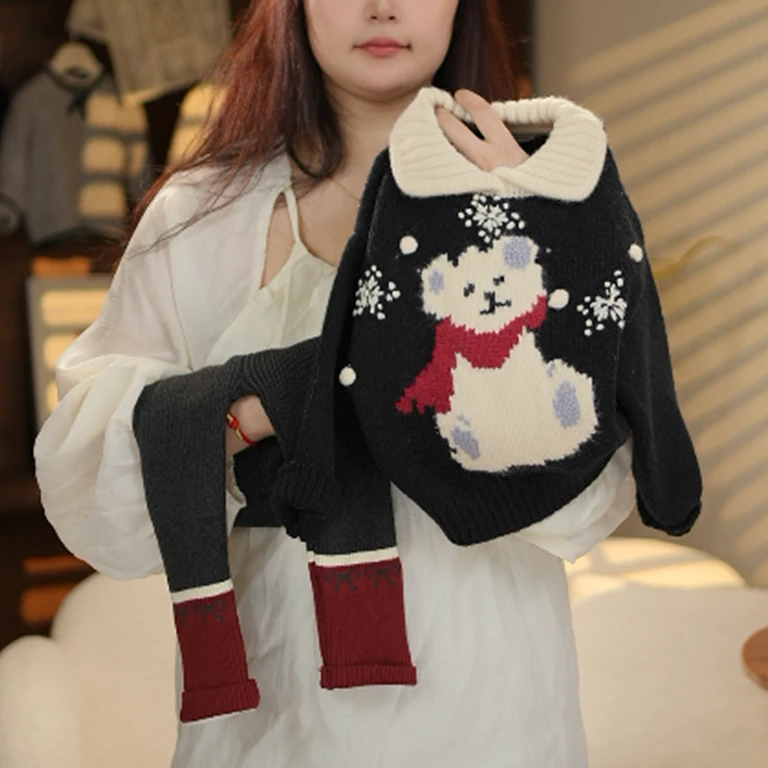 女童卡通毛衣套装2024新款韩版童装女宝宝加绒打底裤两件套