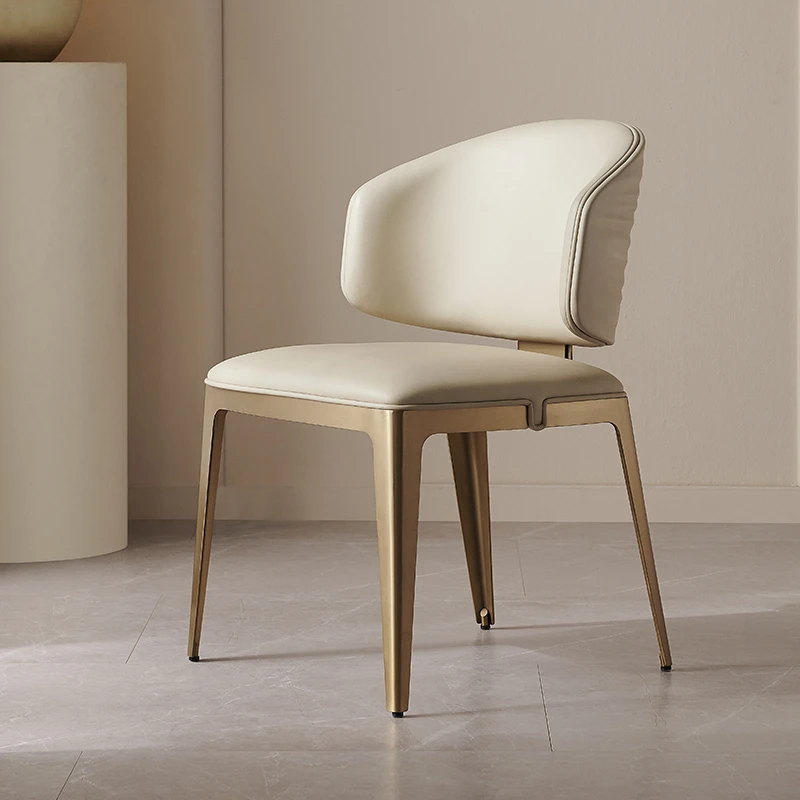 高定玻璃钢波浪纹餐椅家用别墅平层轻奢意式极简不锈钢定制真皮椅