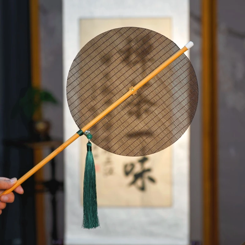 黑色竹编扇子折叠扇腰扇精品手工中国风