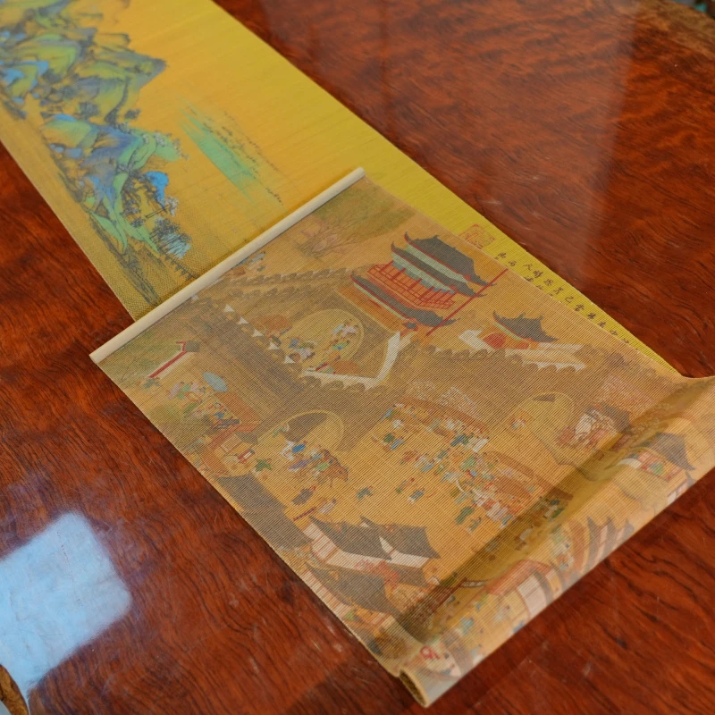 竹制茶席千里江山茶席清明上河图茶席双面正反两色