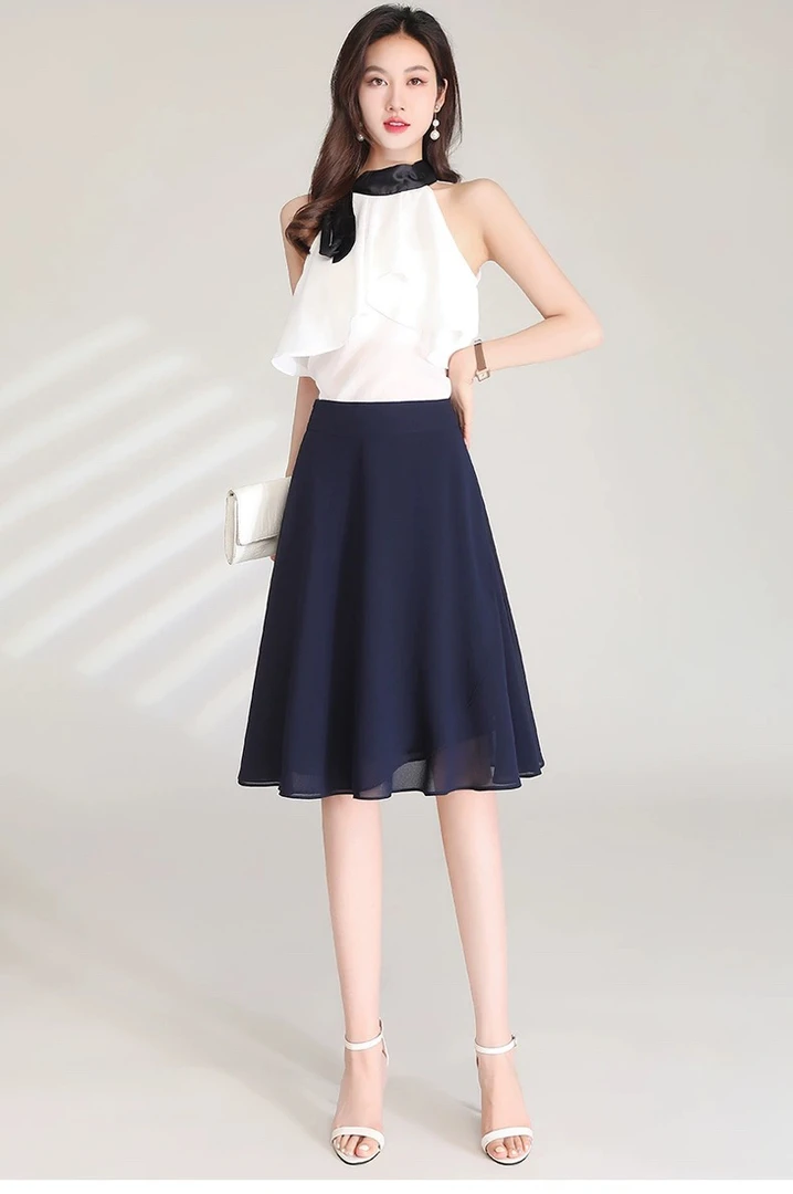 黑色雪纺半身裙夏季2025短裙新款A裙百搭显瘦高腰小个子裙子垂感