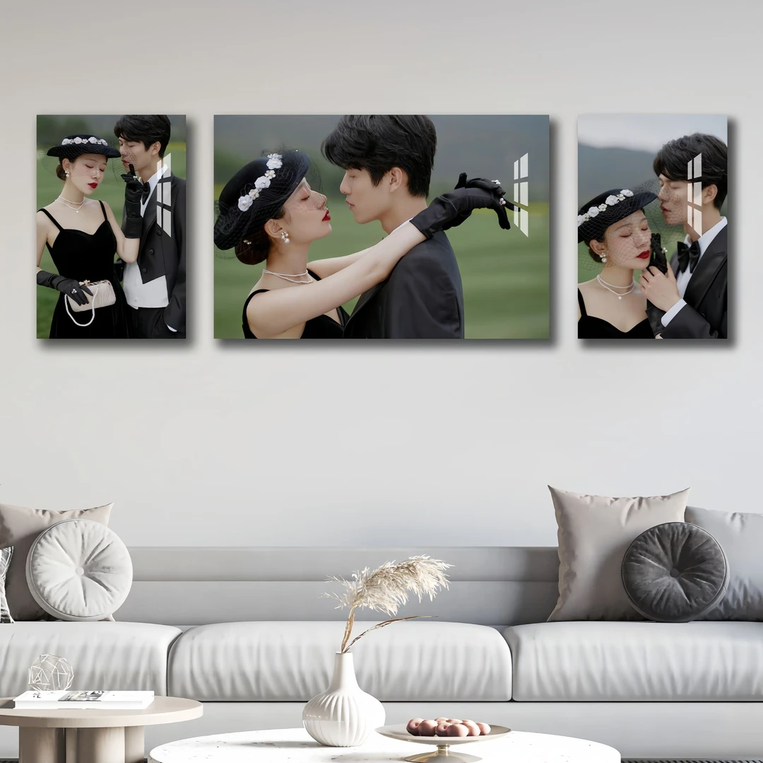 【三联挂20寸+24寸+20寸】水晶婚纱照写真客厅挂卧室大韩拉菲挂墙