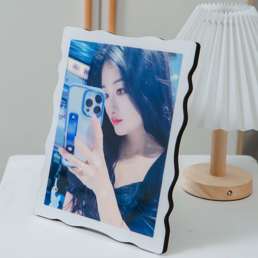 【曲边摆台】相框摆台照片定制儿童水晶写真创意曲边工艺图框一体