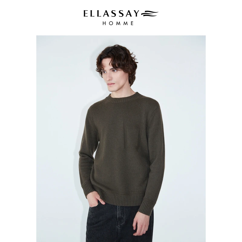 【井柏然同款】ELLASSAY歌力思男装绵羊毛提花针织衫EME334M00700