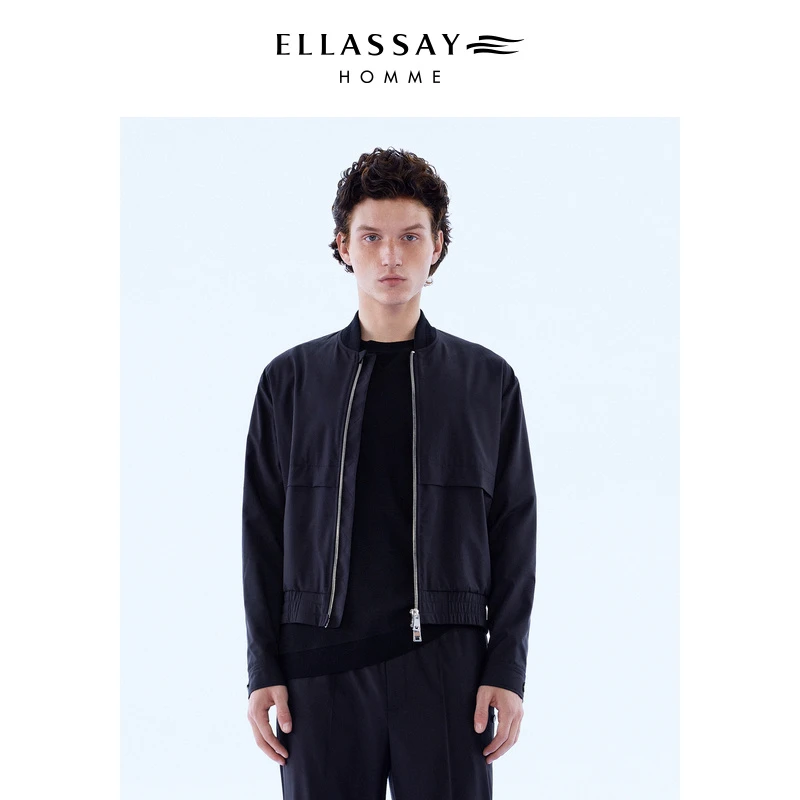 ELLASSAY歌力思男装春夏水洗羊毛休闲飞行员夹克EME331T01600