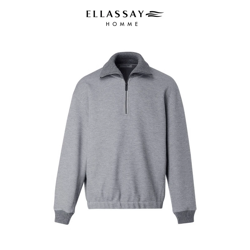 ELLASSAY歌力思男装秋冬澳毛翻领休闲长袖上衣男士EME344Z00900