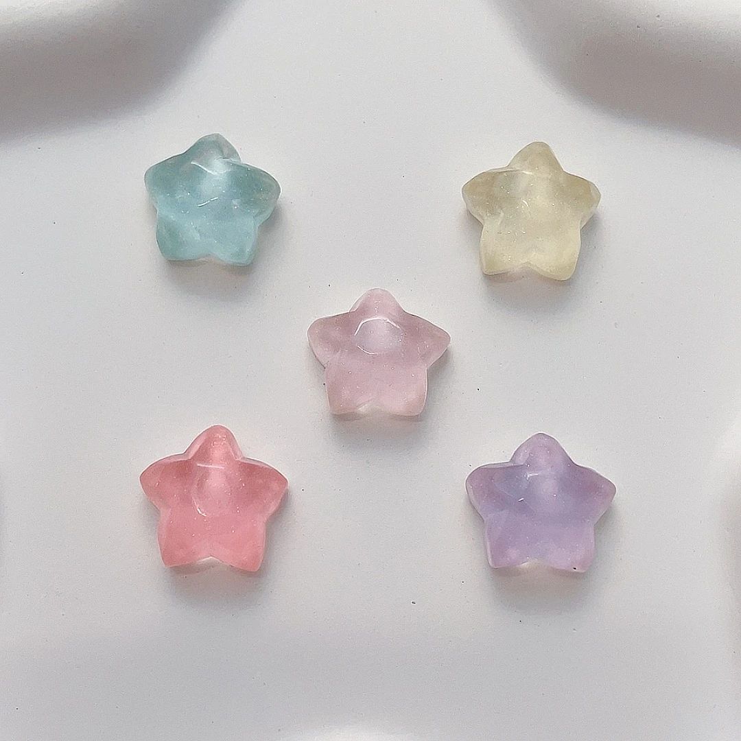 A87#想念切面星星 手工diy树脂发夹发饰发绳奶油胶冰箱贴配件DIY