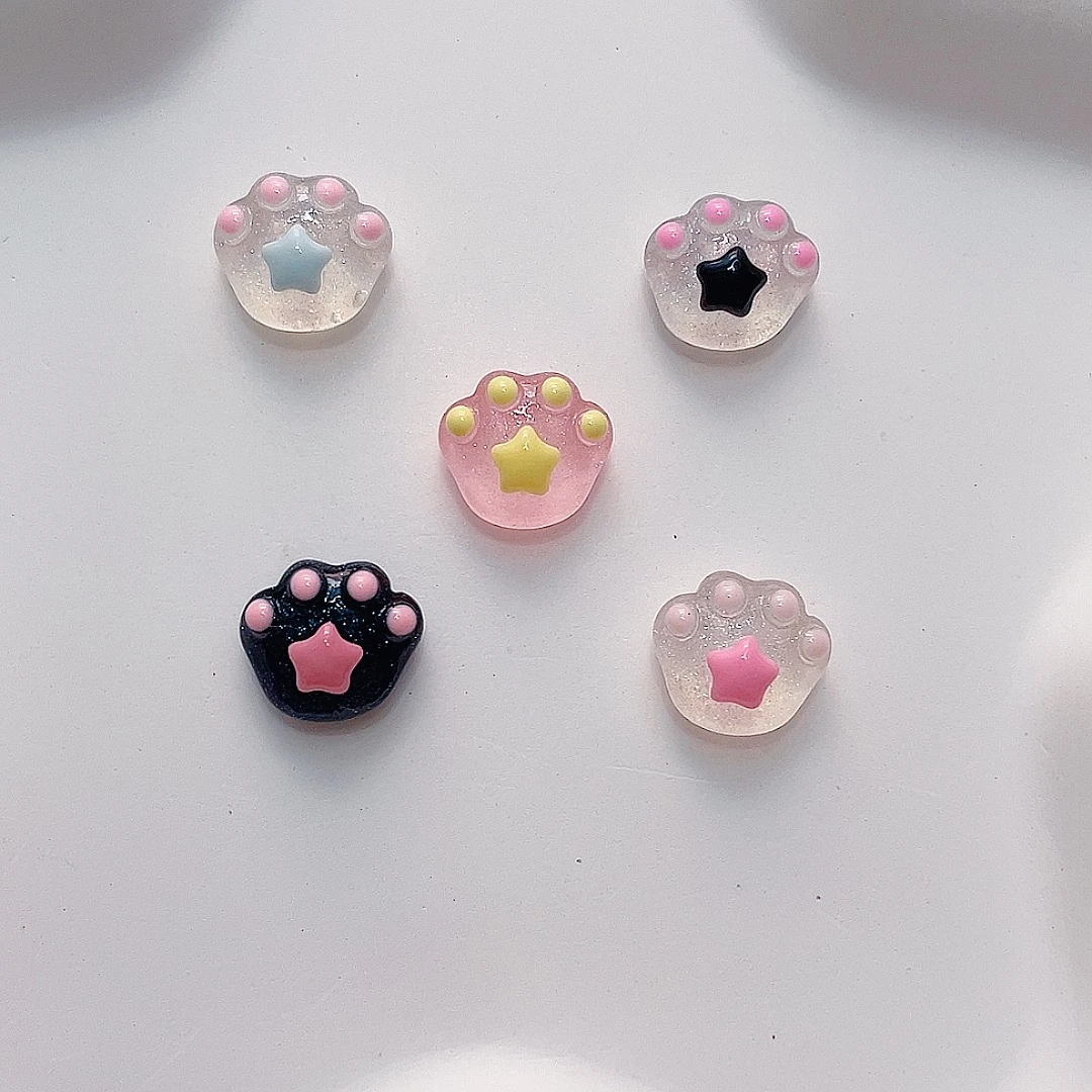 S228#想念星星猫爪 手工diy树脂发夹发饰发绳奶油胶冰箱贴配件DIY